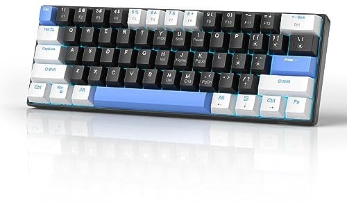 MageGee 60% Mechanical Keyboard, Gaming Keyboard with Red Switches and Sea Blue Backlit, 61 Keys, USB-C, Windows/Mac Compatible