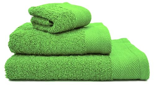 TERNOS - Toallas de Baño - Juego de Toallas Algodón 500GSM - Toallas para Ducha, Lavabo y Bidé - Set Unipersonal Absorbentes (Verde)