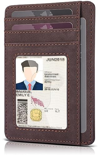 Teskyer Portefeuille Homme, Porte Carte Bancaire, Portefeuille en Cuir PU, Porte Cartes de Credit, Petit Portefeuille Homme, Protection RFID, Design Minimaliste, Café