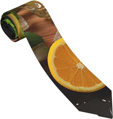 Orange Limonade mit Mint-Krawatten für Herren, klassische Seidenkrawatte, schmale schmale Krawatten für Herren, formelle Krawatten