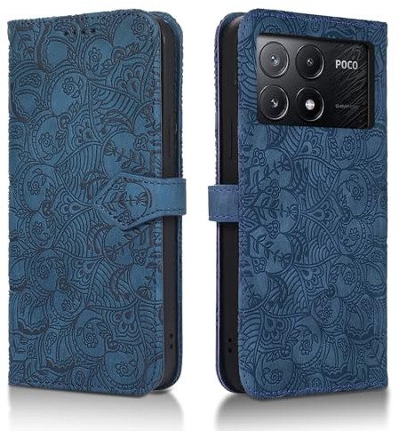 Succtopy Funda para Xiaomi Poco X6 Pro 5G - PU Cuero Flip Carcasa con Tapa Libro y Cierre Magnético, Wallet Cover Case Azul