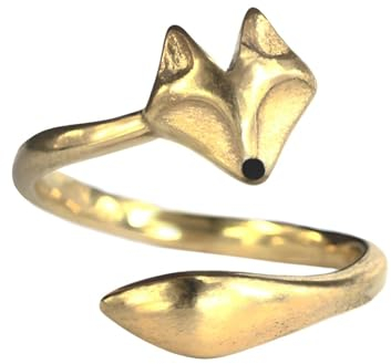 Generic Fuchs Ring vergoldetes Sterling Silber. Von der Natur inspirierter handgemachter Schmuck