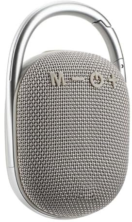 PRENDELUZ Mini Enceinte Grise Portable avec Crochet, Bluetooth, lumières LED, USB