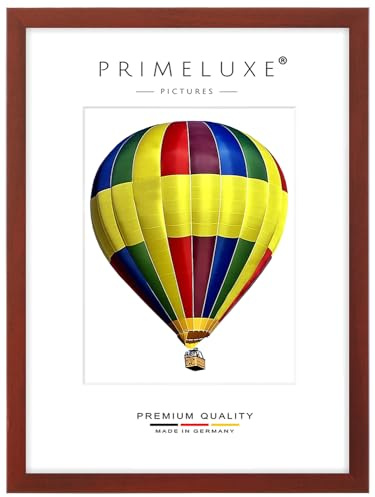 PrimeLuxe Holz Bilderrahmen 36 x 49 cm (Bildmaß) in Rot-gewischt | Farbe und Größe wählbar | Rahmen für Poster | Puzzle | Foto collage | MADE IN GERMANY