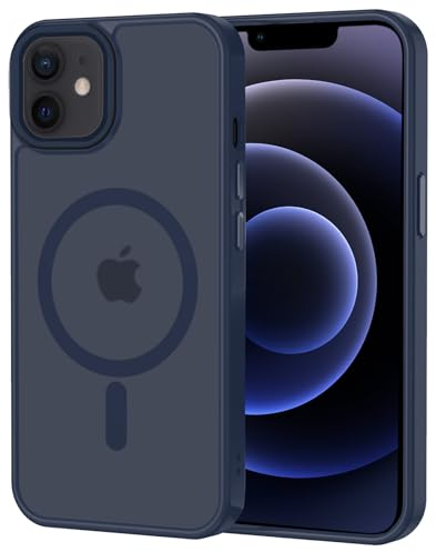 XTCASE für iPhone 12 Mini Hülle Magnetisch kompatibel mit Magsafe, Matt Transluzente Handyhülle für iPhone 12 Mini (5.4) Kratzfeste PC Rückseite + TPU Bumper - Blau
