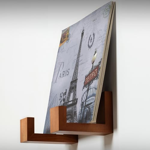 Big Fudge Vinyl Wooden Bracket - Vinyl Record Holder Wall Shelves - Album Storage for Vinyl LP Wall Mount Display for Wall - Hold 15 Records Per Shelf - Shelving Set of 2 - Brown