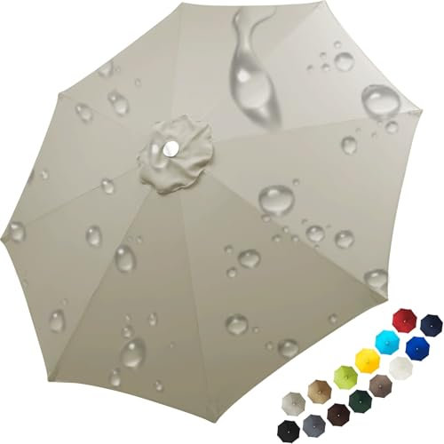 VEAI 6/8 Streben Sonnenschirm Ersatzbezug 200CM/230CM/250CM/270CM/300CM Marktschirm Ersatzbespannung Wasserdicht Für Outdoor Terrassenschirm Strandschirm Sonnenschirm(Color3,230cm/8ribs)