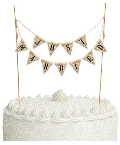 Cake Topper Hochzeit Vintage,Wedding Wimpelkette,Just Married Tortendeko,Tortentopper Hochzeitstorte,Kuchen Deko Hochzeit Personalisiert,Kleinere Girlande für Hochzeitstorten (Just Married-B)