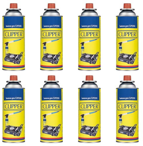 Clipper - Cartuchos de 400ml de Gas Universal para Dispositivos de Fuego | Válvula GLP250 | Camping Gas, Estufas, Sopletes y Cocina