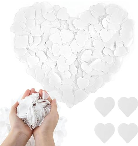 10000 Stück weißes biologisch abbaubares Herz-Konfetti – 90 g Reispapier-Konfetti für Geburtstage und Veranstaltungen