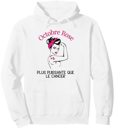Octobre Rose Plus Puissante Que Le Cancer Du Sein Ruban Rose Sweat à Capuche
