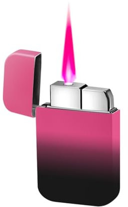 Fackelfeuerzeug, Feuerzeug mit rosa Flamme, niedliche rosa Glitzer-Fackel, winddicht, cooles Feuerzeug, nachfüllbares Butan-Feuerzeug aus Metall, Outdoor, Indoor, Camping, Kerze, Geburtstag, Geschenk(