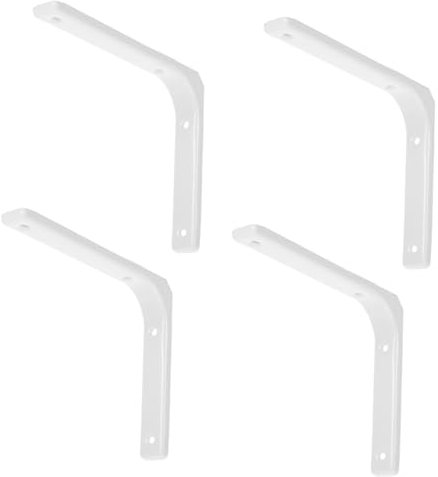 HOMOCONO 4pcs Shelf Bracket White Stainless Steel Right Angle Brackets Wood Furniture Corner Brace