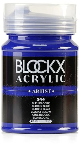 Blockx 65244BXC - Dose 500ml, feine Acrylfarbe, Acrylic Artist, halbtransparent und satiniert, PB 15:1 Blockx Blau, 1 Stück
