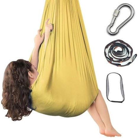 Columpio sensorial for Autismo, Columpio terapéutico con Percha, Columpio Relajante y curativo for niños y Adultos.(Gelb)