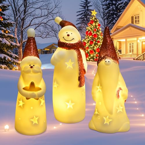 3 Flammenlose Weihnachts-Kerzen, Weihnachtsmann LED Kerzen, Weihnachtsbeleuchtung, Flammenlose Kerzens, Heimdekoration, LED-Flammen für Weihnachten, für Weihnachtsdeko Innen Tisch, [Energieklasse A]