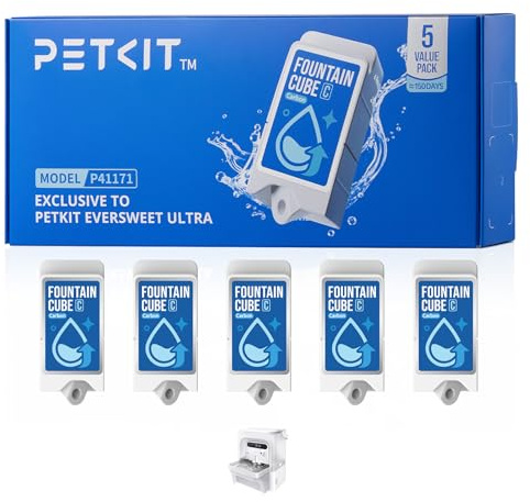 PETKIT Fountain Filtrante Cube C pour Eversweet Ultra Fontaine a Eau Chat, Filtre Haute Densité Durable 30 Jours, Réduit Les Dépôts et Les Mucus, 5 Pièces