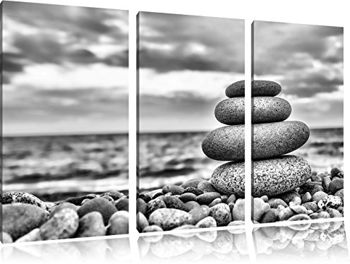 tour de pierre sur la plage Photo sur toile |taille: 3 parties (120x80) cm| Peinture murale | Art Print | prêt couvert