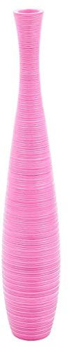 Leewadee Große Deko Bodenvase Für Dekozweige, Hohe Standvase Für Pampasgras, Design Holzvase, 90 cm, Pink