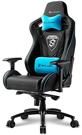 Sharkoon SKILLER SGS4 – Silla Gaming XXL, Cuero Sintético, Acero, Negro/Azul