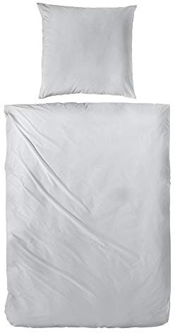 Hahn Vario Bettwäsche Perkal Uni Silber, 135 x 200 cm Bettwäsche