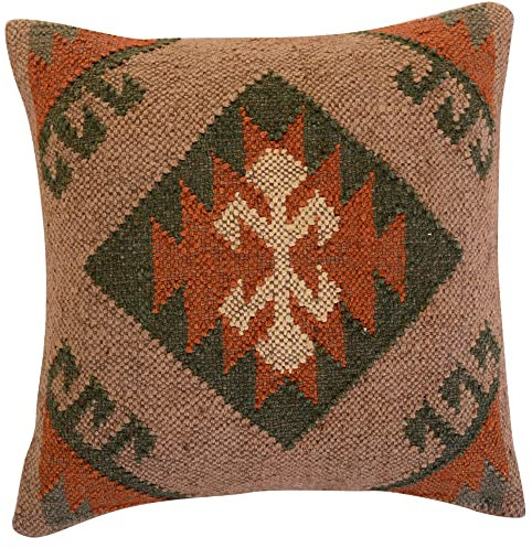 tradestar indischen Kissenbezug aus Jute, handgewebte Teppich Kissen, Kelim Kissenbezug 18 x 18, Boho Home Decor, Vintage Kissen Schutzhülle muster 4