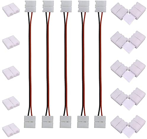 LED Streifen Eckverbinder 2 Polig Strip Verbinder Schnellverbinder Stripe Verteiler Steckverbinder 8mm Breite SMD 3528 2835 Band Anschluss Verlängerung
