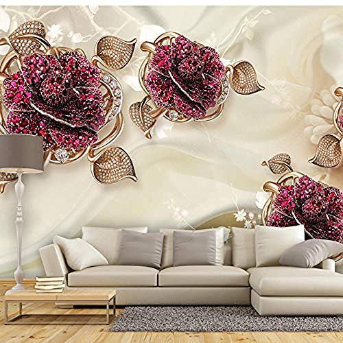 Fototapete Wandbild Vliestapete Europäische edle Schmuck-Blumen-Wohnzimmer-Haupthintergrund-Dekorations-Luxuswand 3d tapete