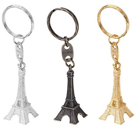 NUOBESTY Lot de 12 porte-clés Tour Eiffel rétro Porte-clés Sac Charms Souvenir Français Porte-clés Cadeaux Or - - 12pcs