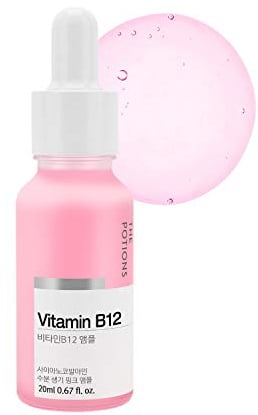 The Potions Vitamin B12 Ampoule Face Serum for Women (Custom Blend), Dry-Prone Skin Care (Minimal Formula), Pore Minimizer, Dark Spots, Uneven Skin Tone, 0.67 fl oz