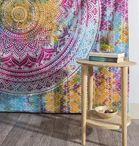Hippie Mandala Bohemian Maditation Großer Wandbehang – Queen Indian Tie Dye Medallion Psychedelic Popular Ombre Beach Bettwäsche Decke 228 x 274 cm
