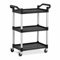 Royal Catering RC-PSTB3800 Servierwagen Teewagen Küchenwagen Gastro 3 Borde 4 Räder bis 90 kg 63 x 40 cm 90 schwarz