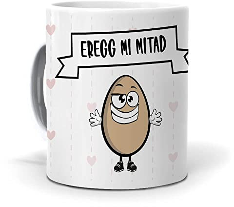 mundohuevo Taza Personalizada Regalo para Enamorados. Eregg mi Mitad el. Cerámica AAA - 350 ml.