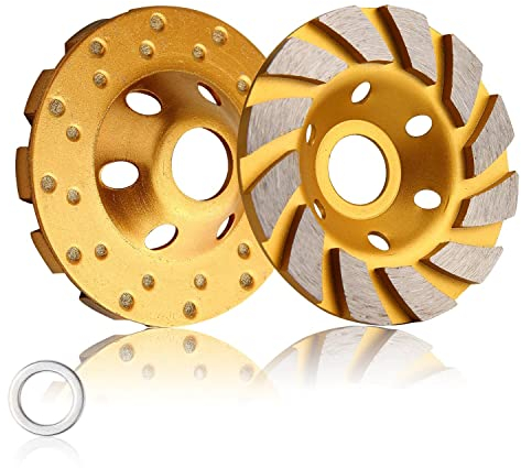 4 Inch Concrete Stone Ceramic Turbo Diamond Grinding Cup Wheel,12 Segs Heavy Duty Angle Grinder Wheels for Angle Grinder (Yellow)