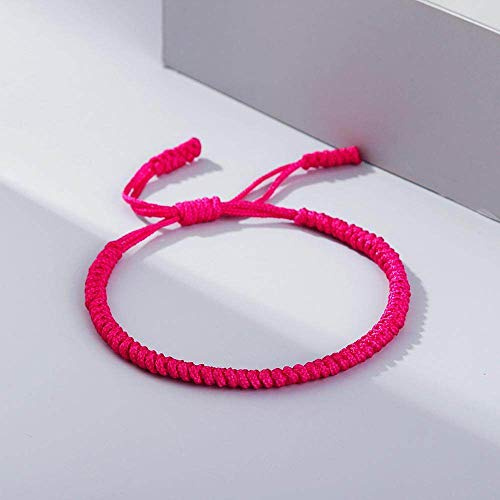 Bracciale Intrecciato,Filo Di Nylon Rosso Rosa Intrecciato A Mano Con Nodi Buddisti Tibetani Braccialetti Con Ciondoli Regolabili Regalo Di Amicizia Fortunato Per Ragazzo Ragazza Coppie Uomo Donna