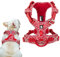 Tineer Blumenmuster No-Pull Hundegeschirr Reflektierendes Nylon Verstellbare Weiche, gepolsterte Weste Geschirre Training Einfacher Steuergriff für kleine mittelgroße Hunde (XL Brust: 81-107cm, Rot)