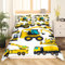 Homewish Cartoon Bagger Bettbezug-Set 135x200, Traktor Machinery LKW Bettwäsche-Sets, Baufahrzeug-Bettbezug für Kinder Boyd Mädchen Kinder, Bulldozer Crane Cartoon-Tagesdeckenbezug Leichte Bettwäsche