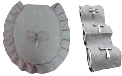 Corredocasa Copriwater Copri Tavoletta WC + Portarotoli Porta Rotolo Scorta Carta Igienica in Tessuto Misura Standard Manifattura Italiana Diversi Colori Abbinati (Grigio)