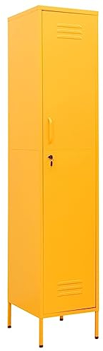 vidaXL Schließfachschrank mit 4 Einlegeböden Umkleideschrank Stahlschrank Lagerschrank Metallschrank Aktenschrank Schrank Senfgelb 35x46x180cm Stahl