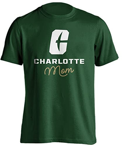 Sport Your Gear UNC Charlotte Forty-Niners Mom Proud Parent Arch T-Shirt, Charlotte Green, Mittel