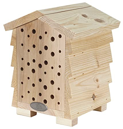 Dehner Natura Insektenhotel Hostilia, 19 x 19 x 25 cm, Kiefernholz/Metall, Natur