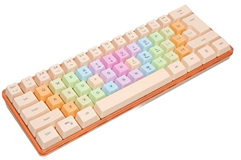 Bewinner 61 Keys Mechanical Keyboard, 60% Wired RGB Gaming Keyboard, 9 RGB Modes, Film Shaft, For Gaming Office Work for Laptop Desktop PC(Apricot)