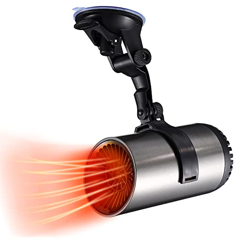 Homoyoyo 12-V-Autoheizgebläse/Kühlgebläse Autoheizgebläse 2-In-1-Auto-Entfroster Schnelles Aufheizen Elektrisches Autoheizgebläse mit Halterung Tragbarer