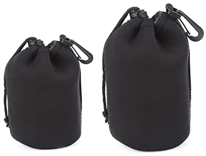 Housse Objectif,Poche Lentille,Housse Pour Objectifs D'Appareil Photo En Néoprène,Etui Objectif Neoprène,Poche Pour Protéger Objectifs Avec Cordon,Pour Canon,Nikon,Tamron,Sigma,Sony,Etc,2 Pièces
