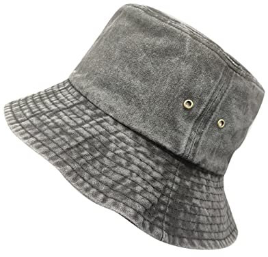 Sombrero de pescador para niños de 10 años, unisex, lavado viejo, sombra de sol, color sólido, transpirable, agujero hueco, vaquero, gorro de natación para niños, Negro , Talla única