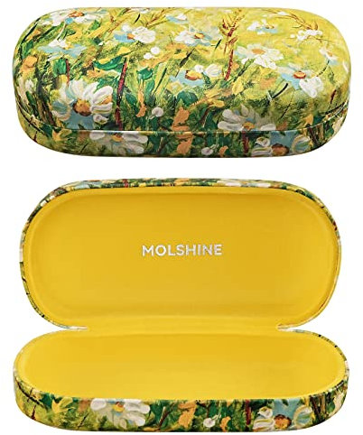 molshine hartes Sonnenbrillenetui, klassisches, farbenfrohes und großes Hartschalen-Brillenetui,das Etui ist gleichzeitig leicht und tragbar(Gelbes Gänseblümchen)