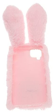Hemobllo Fluffy TPU Handyhülle Mit Plüsch Kaninchen Ohren Weiches Cartoon Case Kompatibel Mit Samsung A12//Rosa Flauschige Schutzhülle Für Mädchen Alltagsschutz