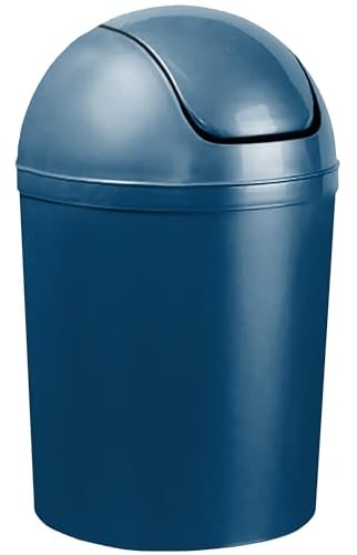 Home Centre Compact Plastic Swing Top Waste Bin 5 Litre Blue House Office Bathroom Lobby Dustbin Convenient Flap Top Cylindrical Shape Hygienic Waste Disposal Versatile Daily Usage