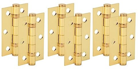 HANDLEZONE® Door Hinges 3 Pairs 76mm / 3 inch Ball Bearing, with Screws - Satin Brass