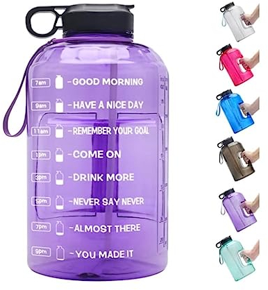 Botella Agua Hervidor de agua de gran capacidad con tapa de marcador de tiempo, bebida de agua, jugo de leche, taza Simple con pajita, hervidor de agua Botella De Agua Deportiva ( Color : D-Green , Si